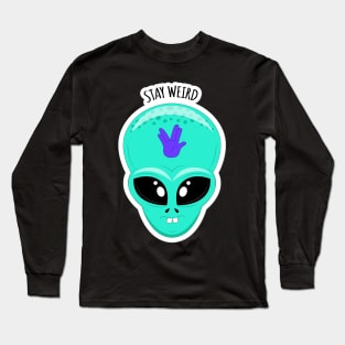 Alien face-Stay Weired Long Sleeve T-Shirt